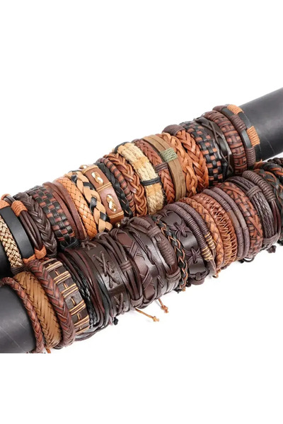 Choice1 BROWN 5PCS Random Style Men's Women's Webbing, Rope,Leather Bracelet ...