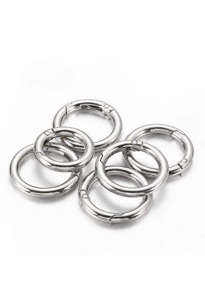 Choice4 10pcs 34mm silver color 10 Pcs Metal Spring O Rings Clip Keychain Rou...
