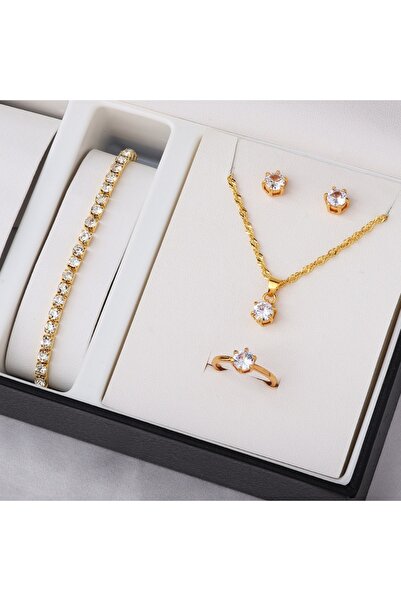 Choice1 WHITE 5Pcs Godlen 5-Piece Fashionable and Versatile Jewelry Set with ...