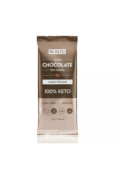NO BRAND Beketo Vegană Keto Ciocolată cu Ulei MCT 80g – Nucă Pecan