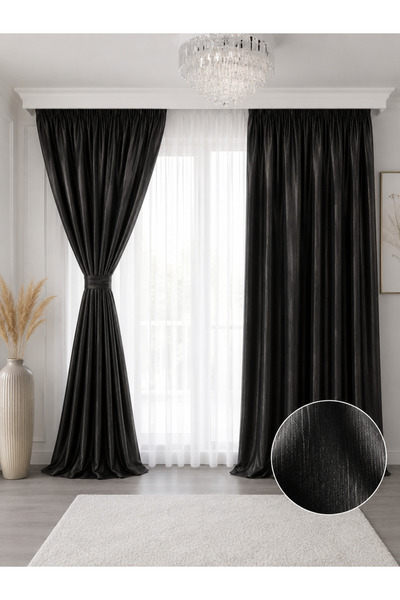 Liz Line Set doua draperii blackout 100%, opreste caldura si frigul, cu rejan...