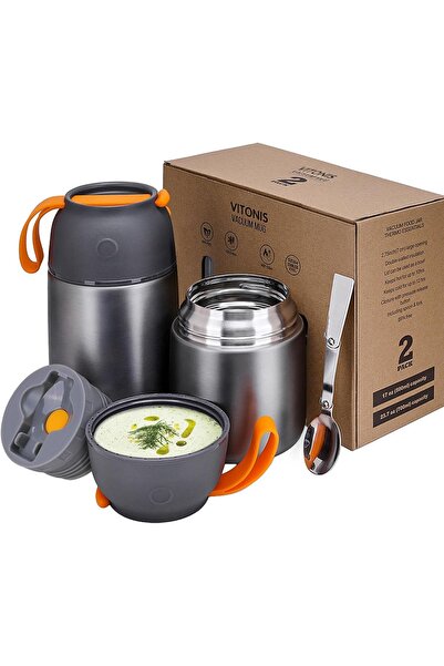VITOS Σετ 2 Θερμομονωτικών Δοχείων Φαγητού, 500 ml + 700 ml, Περιλαμβάνονται ...