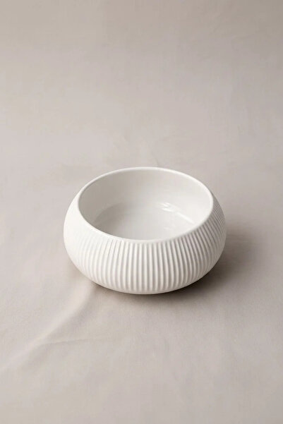 Bereketli Store Acar Round Line Detailed Porcelain Bowl 12X6.5 cm – for Salad...