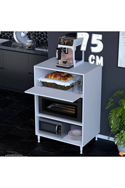 Modilayn Silva 75x119,2x48 cm Kapaklı Mikrodalga ve Midi Fırın Standı - 3 Böl...