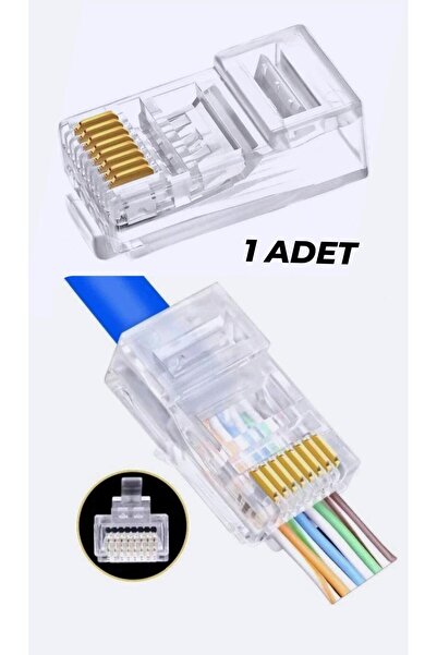 tafce Standart İnternet Jak, Ethernet Jack, Rj45 Cat5/6 İnternet Kablosu Ucu