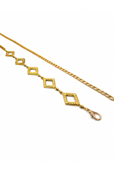 UCCELLO Women's Gold Chain Belt – Geometric Metal Waist Belt with Diamond Pat...