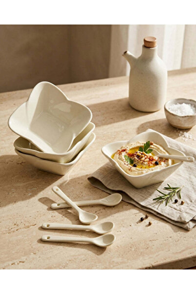 REDTAG White Porcelain Dish & Spoon Set (8-Piece)