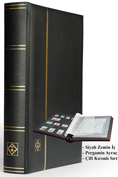 Leuchtturm Comfort Pul Defteri A4, 32 Sheets, 64 Pages, Black Background, Pad...