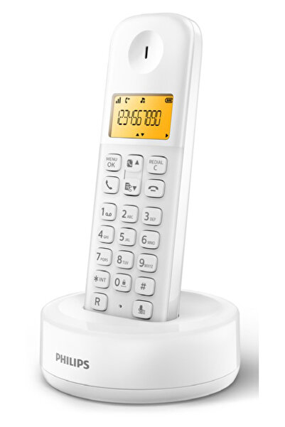 Philips ασύρματο τηλέφωνο D1601W-34, με ελληνικό μενού, λευκό