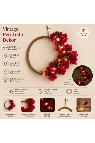 SULED Vintage Ahşap Ledli Duvar Balkon Bahçe Dekoru