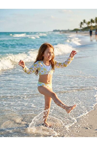 zavera for kids Set bikini floral pentru fete, 3 piese, cu cravată, set de în...