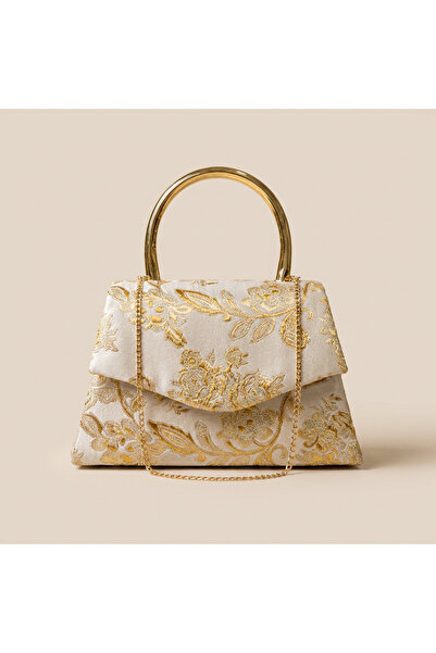 Letafia Valley Ethnic Pattern Glittery Shoulder Bag Gold