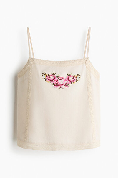 H&M Keten Karışımlı Pijama Üstü