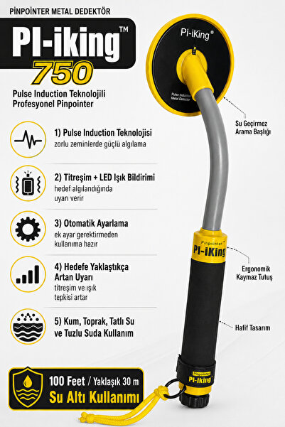 Anunnaki Scuba PI-iking 750 Su Geçirmez Pinpointer Metal Dedektörü 30 Metre T...