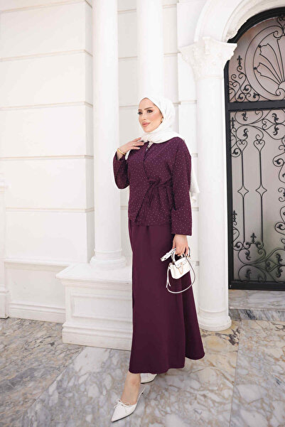 İmajButik Komplet kimono suknje sa detaljnim bočnim vezivanjem od ljubičastog...