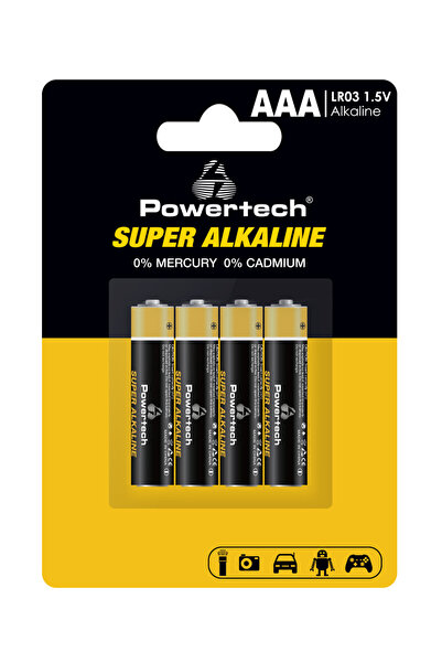 POWERTECH αλκαλικές μπαταρίες Super Alkaline PT-1213, AAA, 1.5V, 4τμχ
