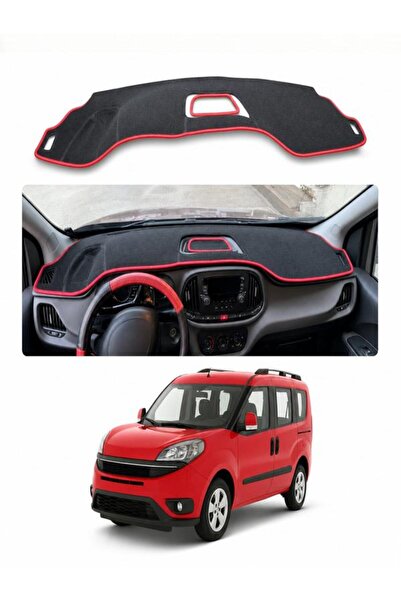 e-biz Fiat Doblo (2015-2022) Uyumlu Torpido Koruma Örtüsü Oto Kılıfı Siyah - Kırmızı