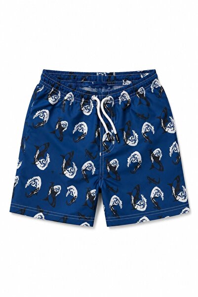 Mnk Baby&Kids Boy's Patterned Swim Shorts Pool Swimsuit M00835 Dark Blue