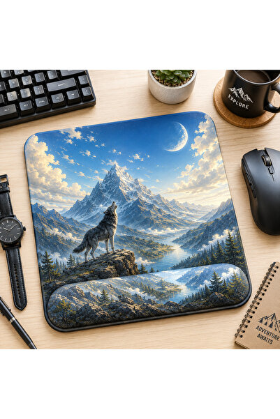 matizya Kurt Desenli Bilek Destekli Mousepad 19x23 cm Ergonomik Kaymaz Taban ...