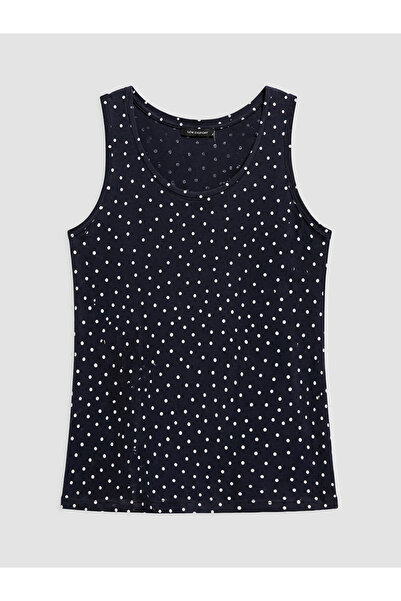 LC Waikiki Navy Blue Crew Neck Polka Dot Women's Tank Top