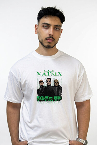 Anetos The Matrix Design Printed Oversize White T-Shirt