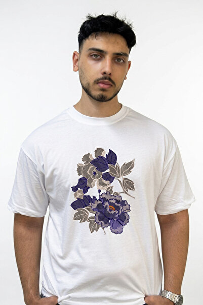 Anetos Nakis Cicek Design Printed Oversize White T-Shirt