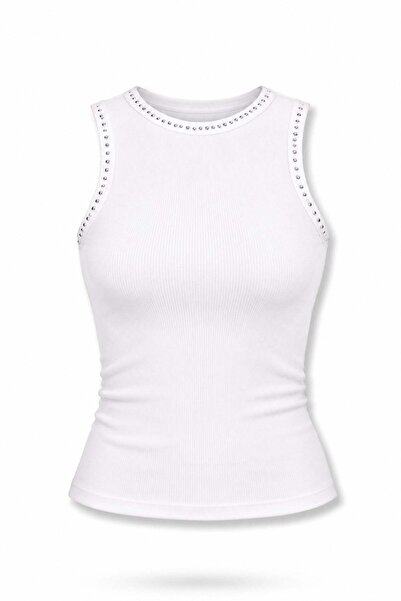 5in1Canpolat Tricou sport cu detalii cu capse, culoare ecru 17670