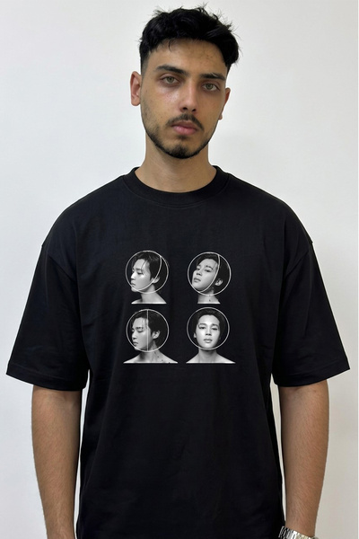 Anetos Jimin Bts Design Printed Oversize Black T-Shirt