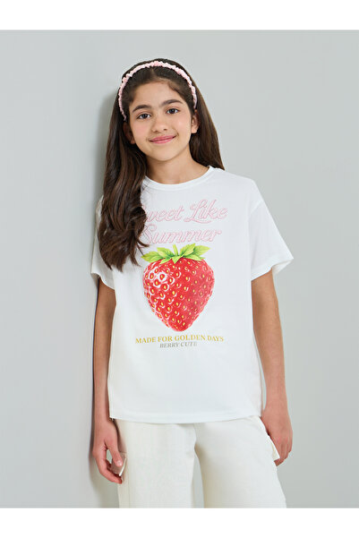 Styli Teen Girls Strawberry Print Oversized T-Shirt