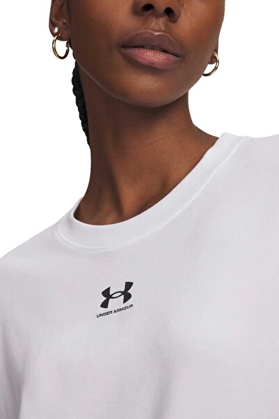 Under Armour Beyaz 1383648_100 Loose Fit Kadın Rival T-Shirt