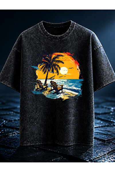 ELAN WEAR Acid Washed Oversize Unisex T-Shirt Washed Vintage Street Style Str...