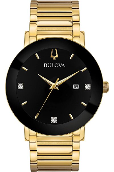 Bulova Men's Quartz Movement Three-Hand Diamond Dial Edge-to-Edge Scratch-Res...