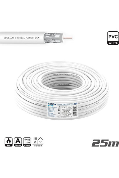 Edision Ομοαξονικό Καλώδιο Icx-25 Ccs Al Eca Pvc Λευκό 25μ
