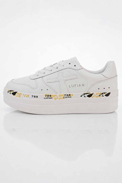 Lufian Women's 100% Genuine Leather Sneaker White Casual Sports Shoes Thick S...