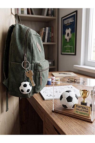 3D Layshop Set of 2 3D Soccer Ball Keychains and Table Ornaments - Black and ...