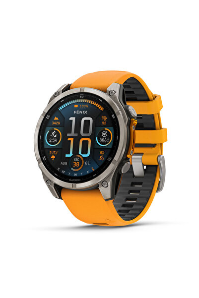 Garmin Ceas Fenix 8 Safir Titan Amoled 47MM Grafit/Portocaliu Spark