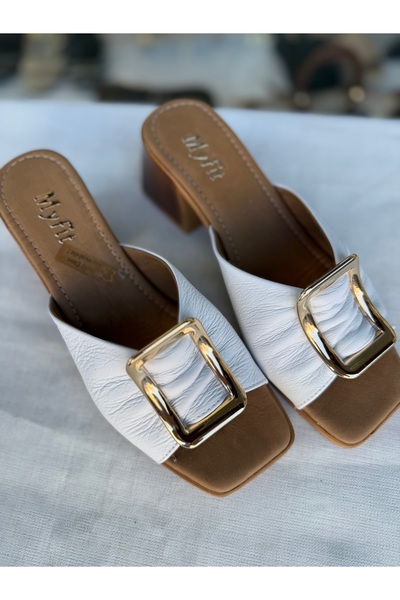 My Fit نعال بكعب من الجلد الطبيعي