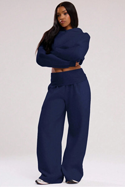 Tarz Cool Women's Oversize 2 Thread Yarn Wide Leg Sweatpants Relaxed Fit