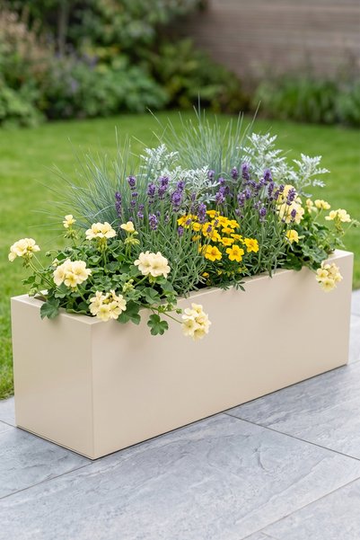 Desen Dekorasyon Zenith 97x25x30 cm Yatay Dikdörtgen Krem Saksılık - İç & Dış...