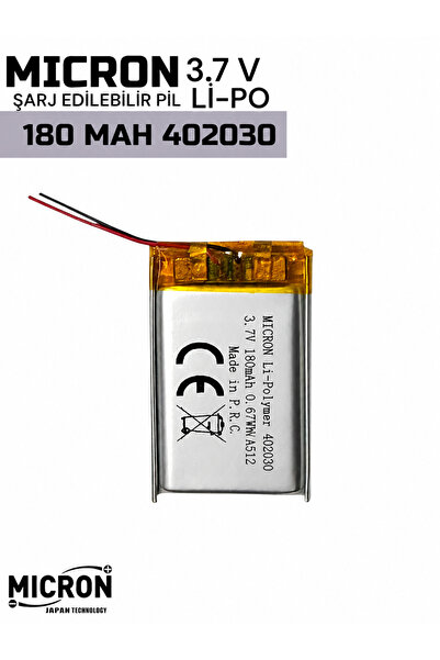 Micron 3.7V 180mAh Lityum Polimer (Li-Po) Şarj Edilebilir Pil 402030 (4×20×30...