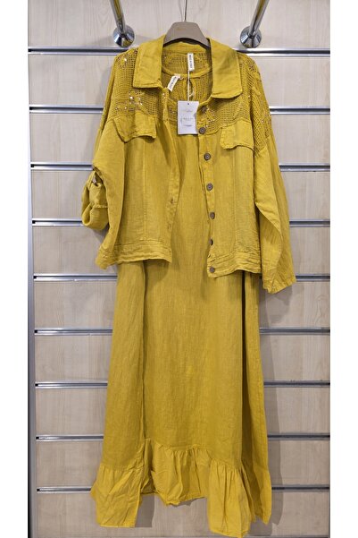 Park Moda Italian Linen Dress with Jacket and Sequin Detail