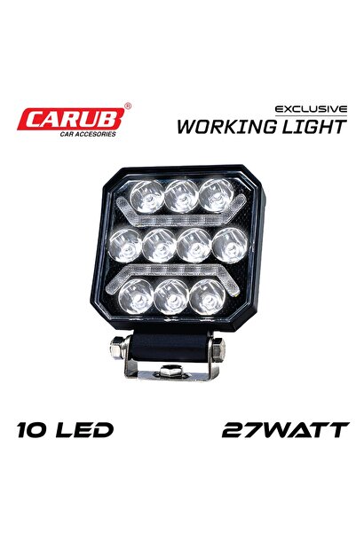 Off Road Gündüz Farı 10 LEDLI12V-24V 27W BEYAZ FONKSIYONLU KARE