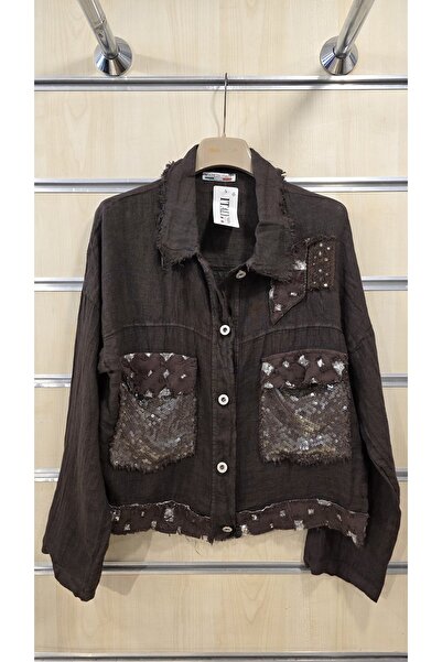 Park Moda Italian Linen Jacket with Sequin Pocket Detail