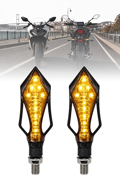 DEKOHOP Motosiklet LED Sinyal Lambası Universal Kanat Model Sarı Amber LED Iş...