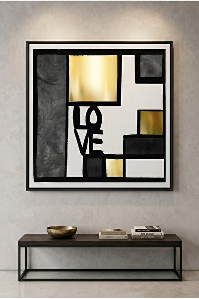 Jasmine Art Black Gold Geometric Love Islamic Wall Art | Framed Canvas Print ...
