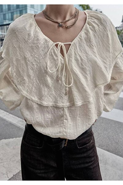 manana fashion Baby Collar Lace Detail Shirt