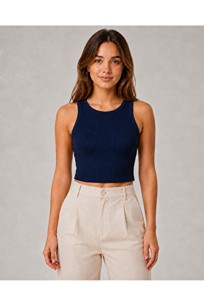 cc collection Women's Ribbed Crop Tank Top Sleeveless Basic Blouse
