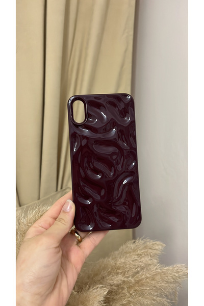 MioraCase İphone XS Max Uyumlu Bordo Dalgalı Silikon Kılıf