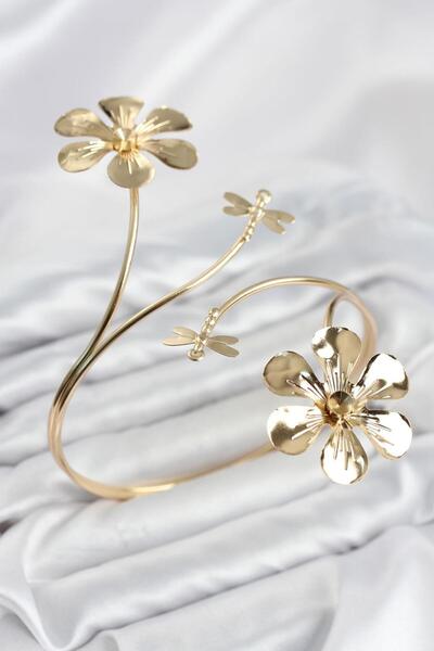 YİĞİTKARANAKSESUAR Brass Flower Model Gold Color Pazu Bracelet