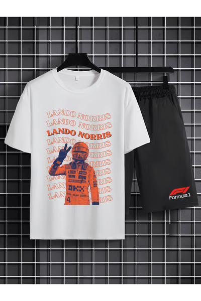 MAGORS طقم تي شيرت وشورت للأطفال مطبوع عليه LANDO NORRIS مصنوع من القطن بنسبة...